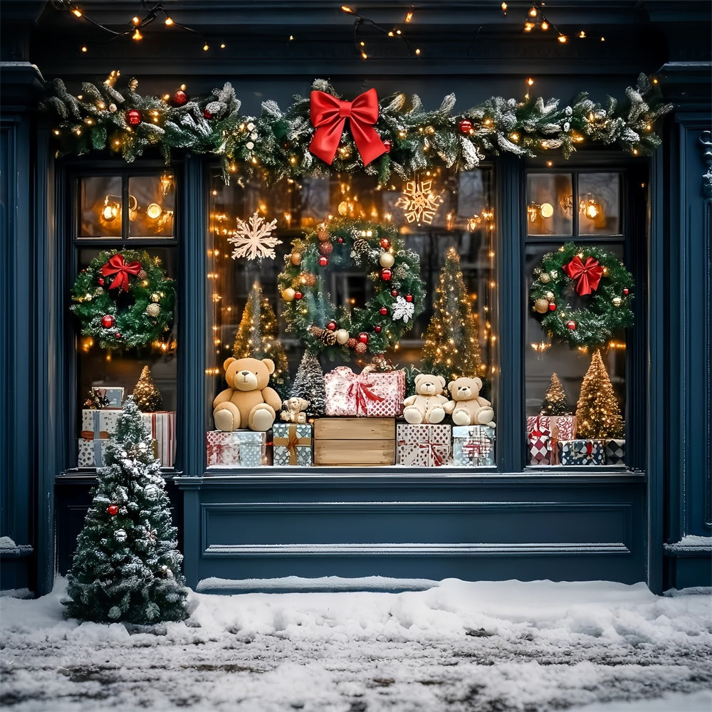 Christmas Photography Backdrops Teddy Holiday Window Backdrop GQ57-9