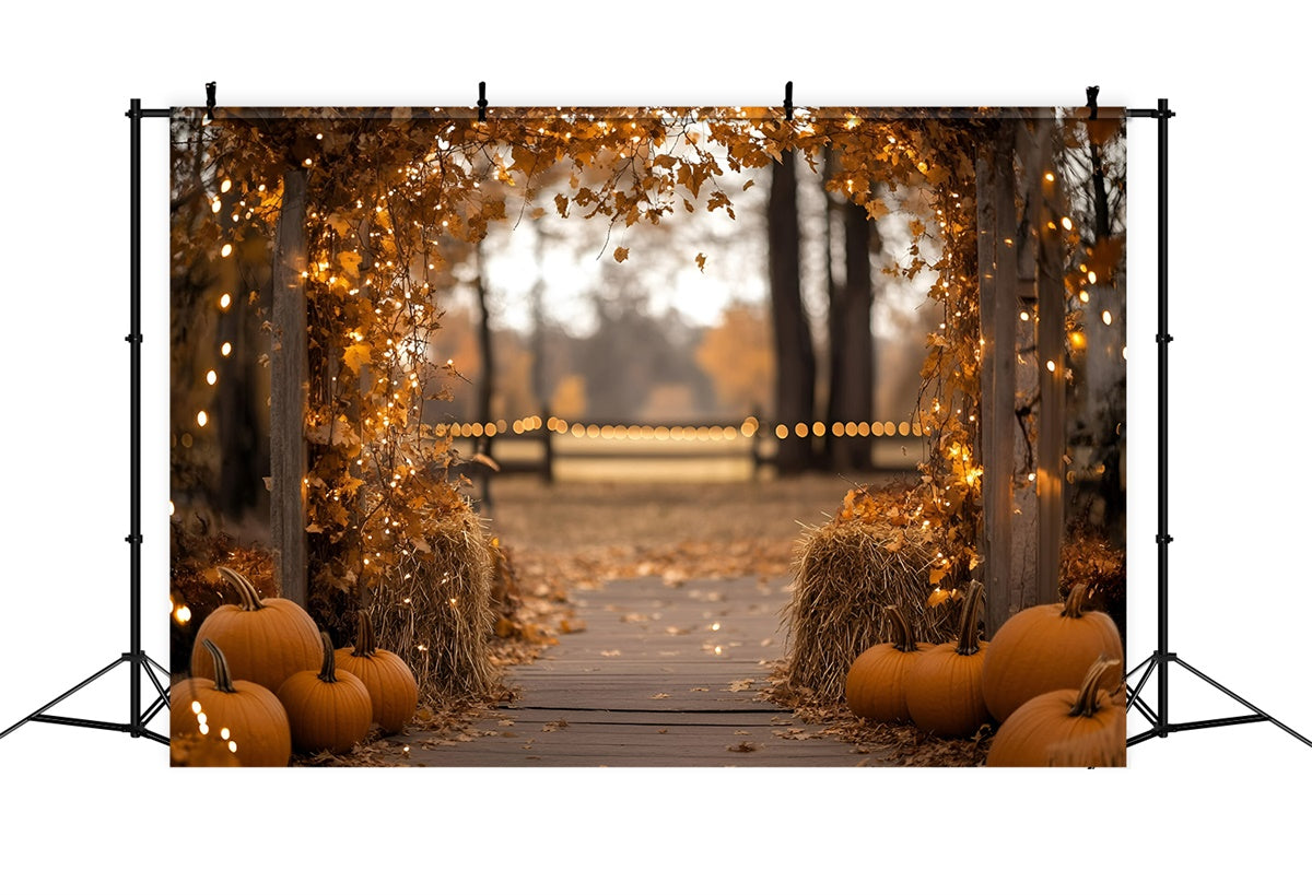 Fall Leaves Backdrop Golden Leaf Lantern Trail Backdrop GQ57-92