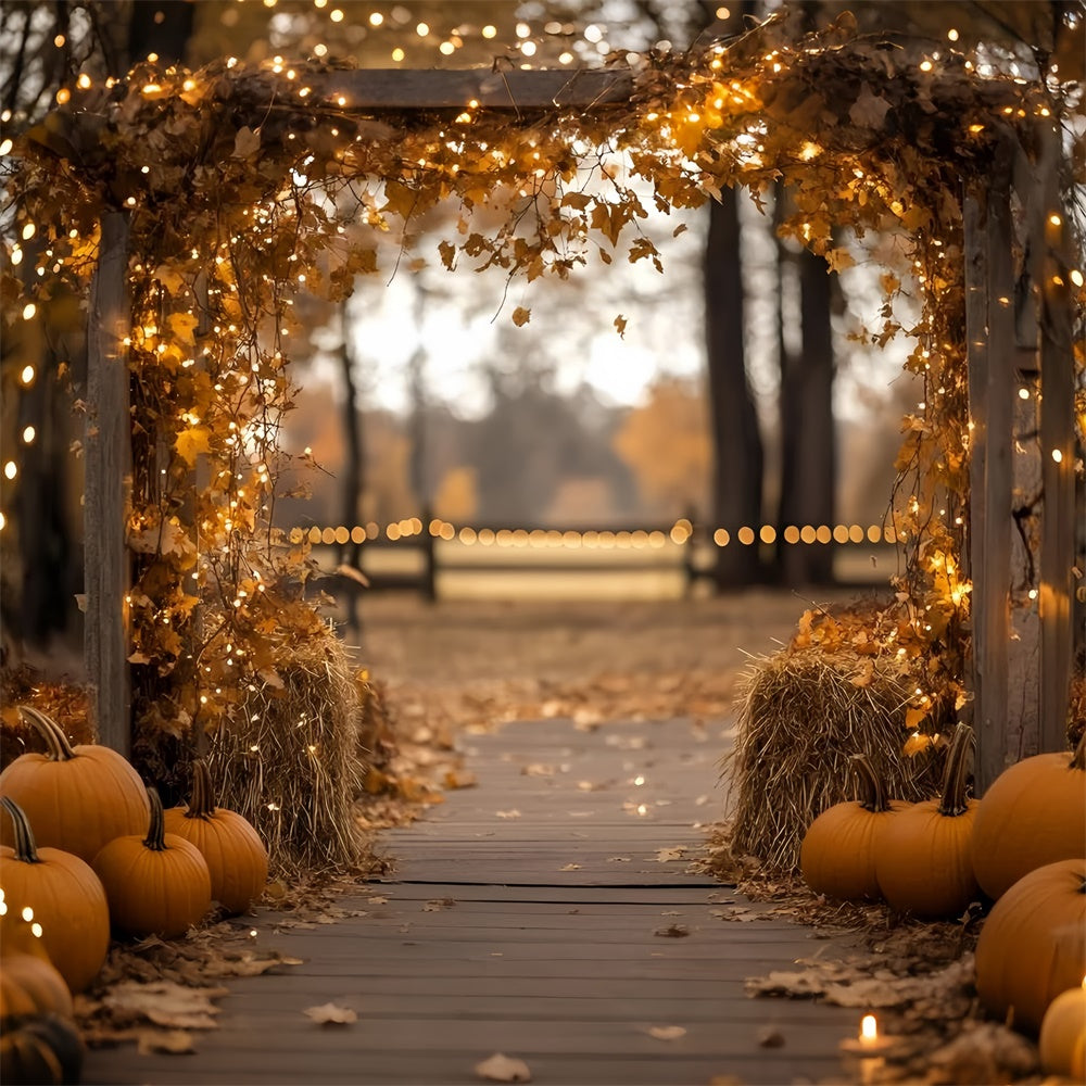 Fall Leaves Backdrop Golden Leaf Lantern Trail Backdrop GQ57-92