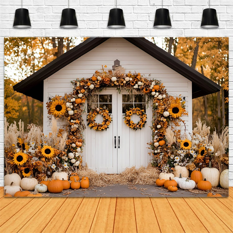 Fall Backdrops Harvest Cottage Sunflower Backdrop GQ57-96