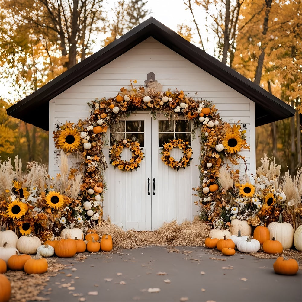 Fall Backdrops Harvest Cottage Sunflower Backdrop GQ57-96