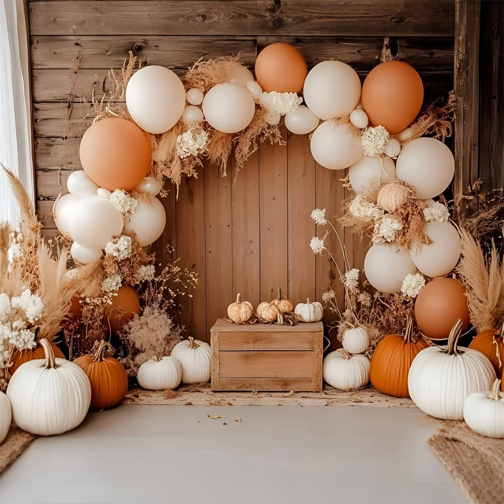Boho Photo Backdrop Pumpkin Balloon Arch Autumn Backdrop GQ57-99