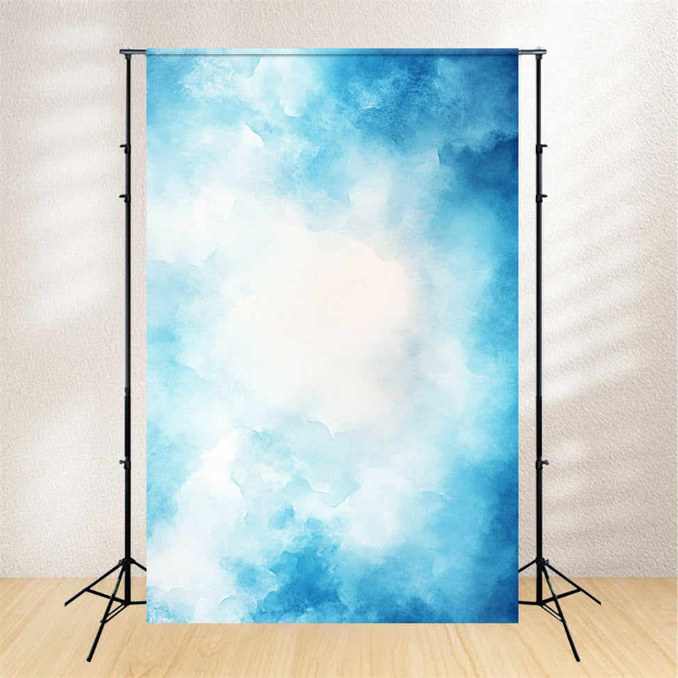 Watercolor Backdrop Soft Watercolor Cloud Blue Texture Background for Portraits GQ58-100