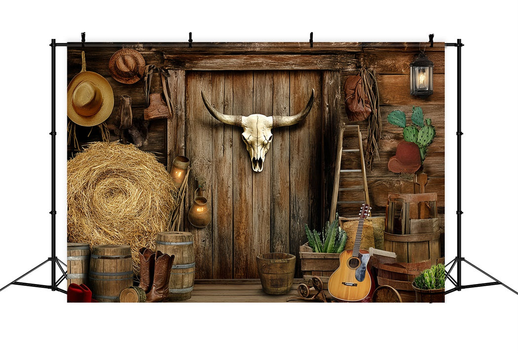 Western Backdrop Rustic Barn Door Cowboy Decor Vintage Backdrops For Photography GQ58-116