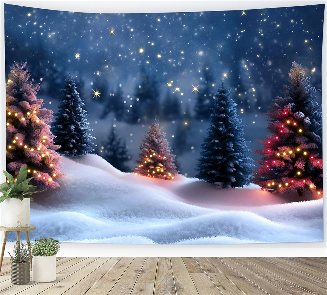 Night Sky Backdrop Starry Night Snowy Pines Christmas Backdrop Ideas GQ58-42