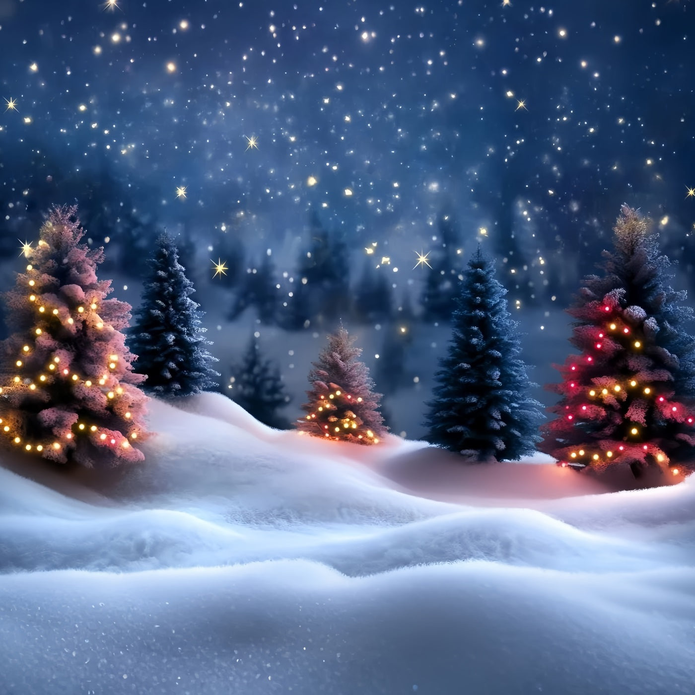 Night Sky Backdrop Starry Night Snowy Pines Christmas Backdrop Ideas GQ58-42