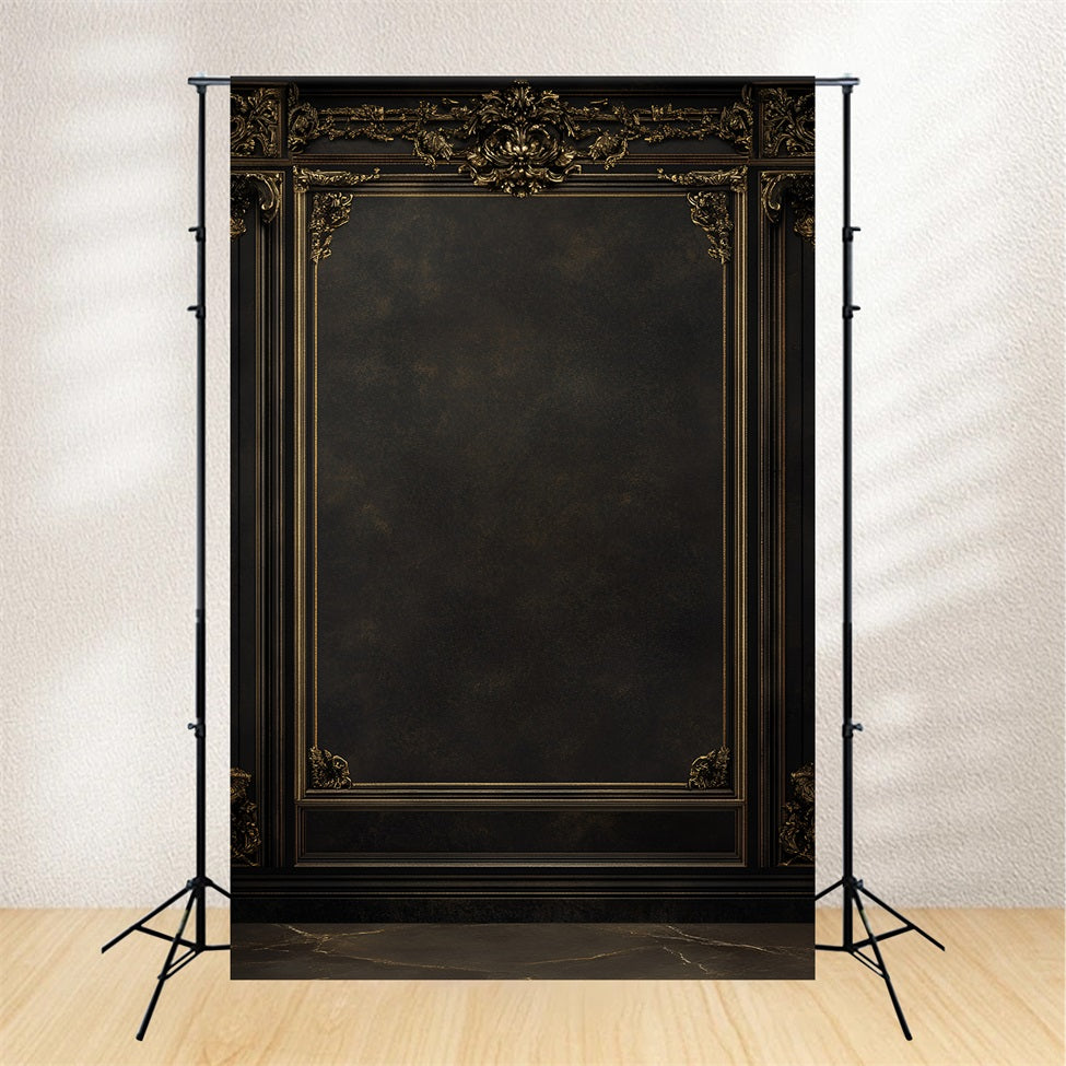 Dark Backdrop Ornate Baroque Gold Frame on Dark Wall Portrait Studio Backdrop GQ58-70