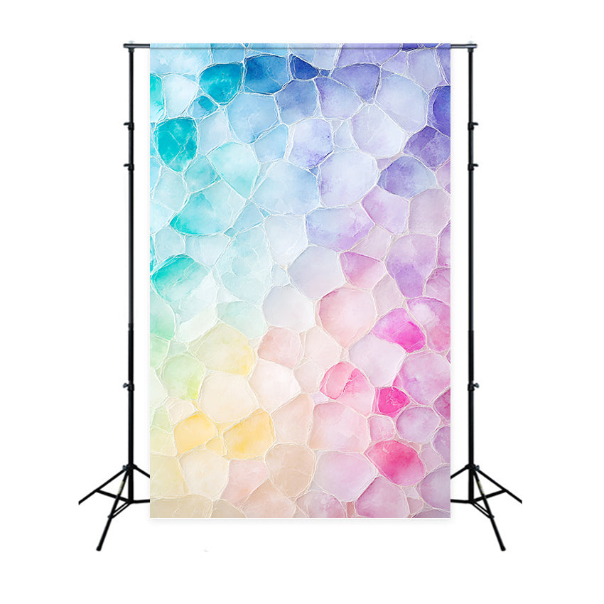 Watercolor Backdrop Pastel Mosaic Glass Stone Pattern Portrait Photography Background GQ58-99