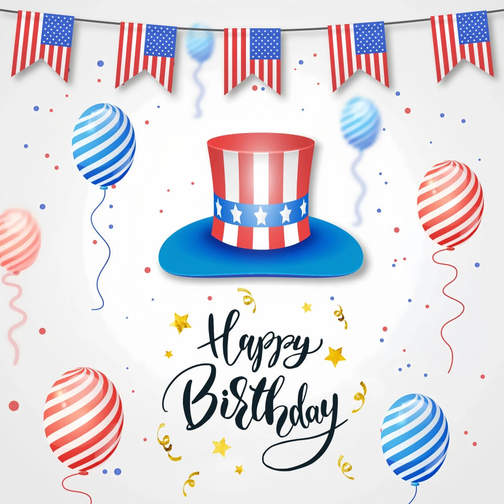 Birthday Backdrops Striped Balloons Cheer 4th of July Backdrop GQ6-100