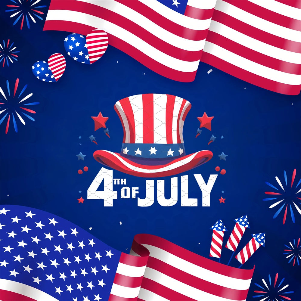 American Flag Photo Backdrop Happy Hat America Backdrop GQ6-103