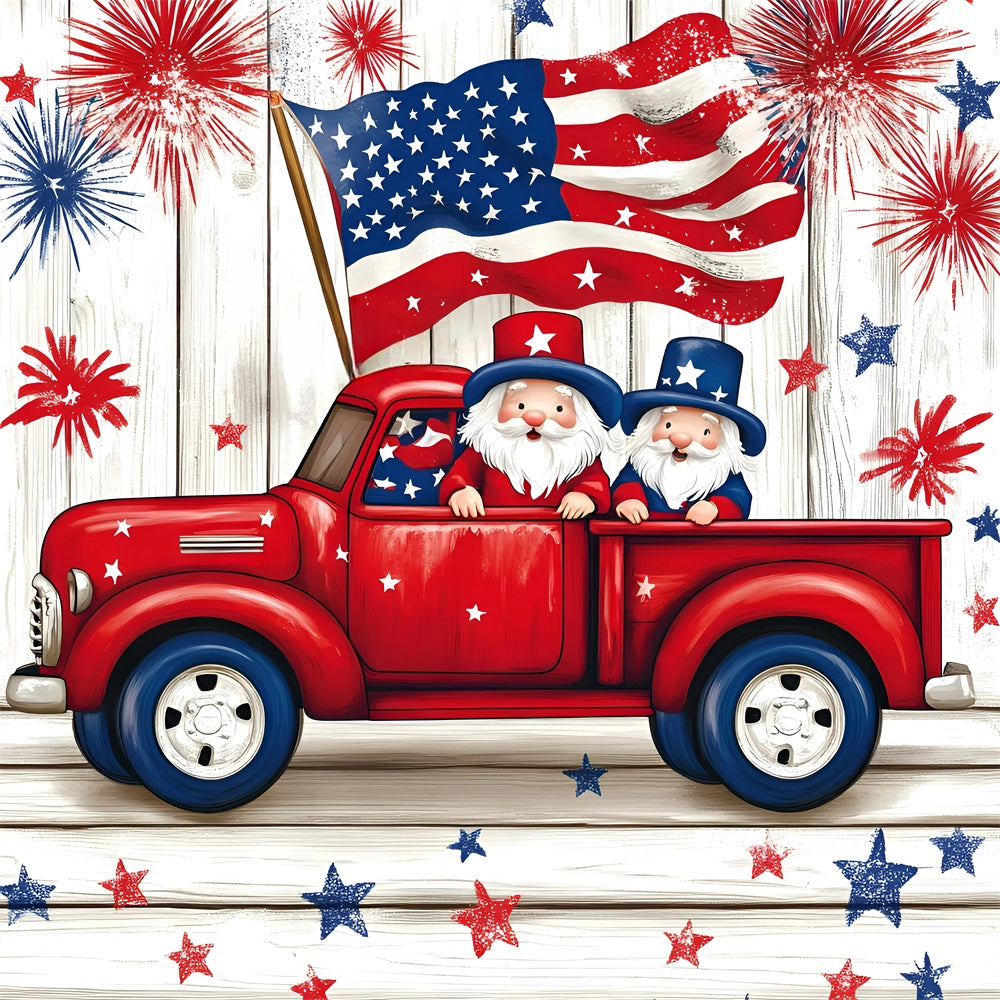 American Flag Photo Backdrop Red Truck Liberty Backdrop GQ6-107