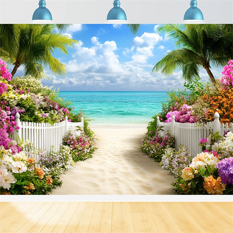 Beach Photo Backdrop Beach Entry Flower Summer Photo Backdrop GQ6-12