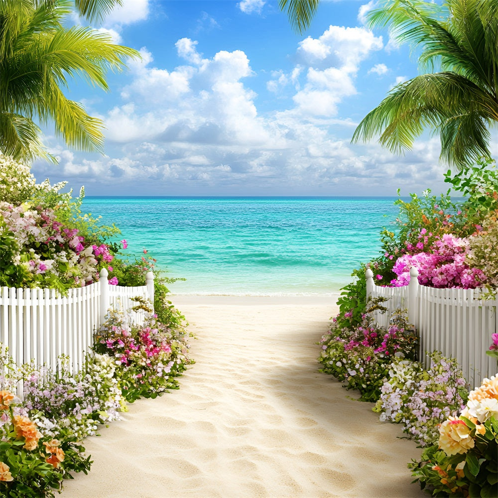 Beach Photo Backdrop Beach Entry Flower Summer Photo Backdrop GQ6-12