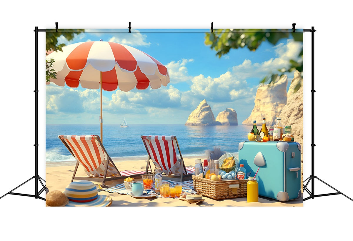 Beach Backdrops Cozy Umbrella Holiday Summer Photo Backdrops GQ6-15