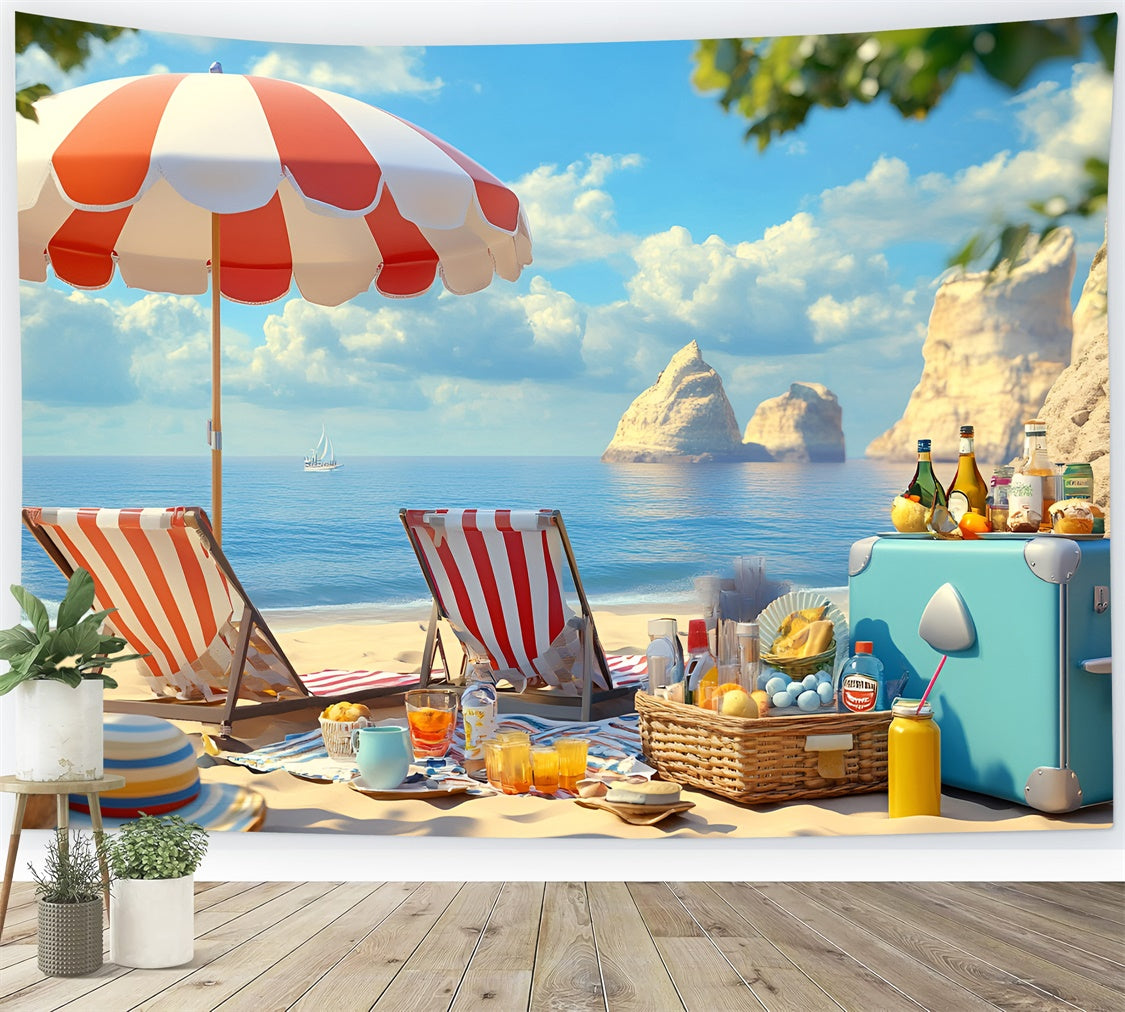 Beach Backdrops Cozy Umbrella Holiday Summer Photo Backdrops GQ6-15