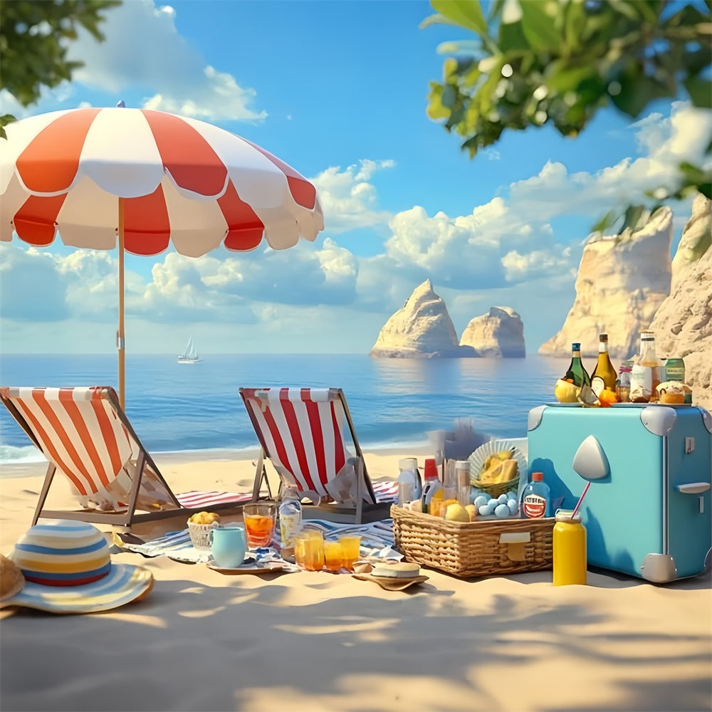 Beach Backdrops Cozy Umbrella Holiday Summer Photo Backdrops GQ6-15