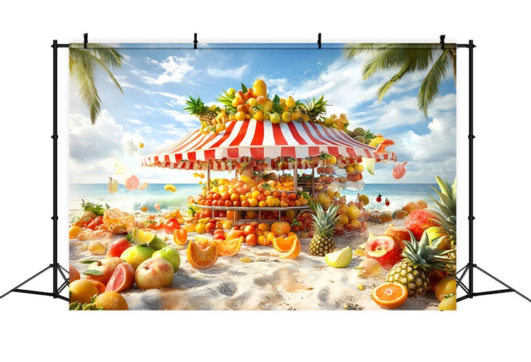 Tropical Beach Backdrop Vibrant Fruit Stand Summer Backdrop GQ6-16
