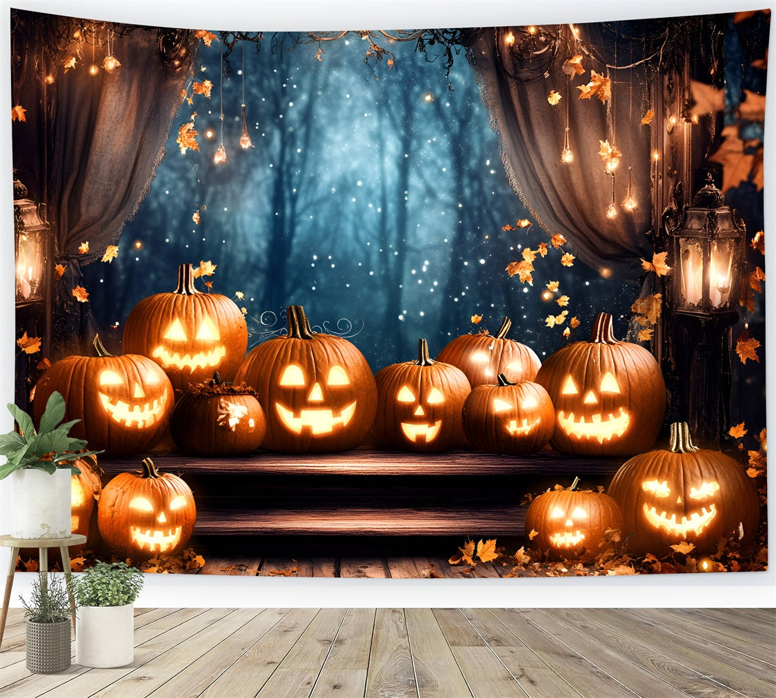 Halloween Picture Backdrop Twinkling Pumpkin Curtain Backdrop GQ6-184