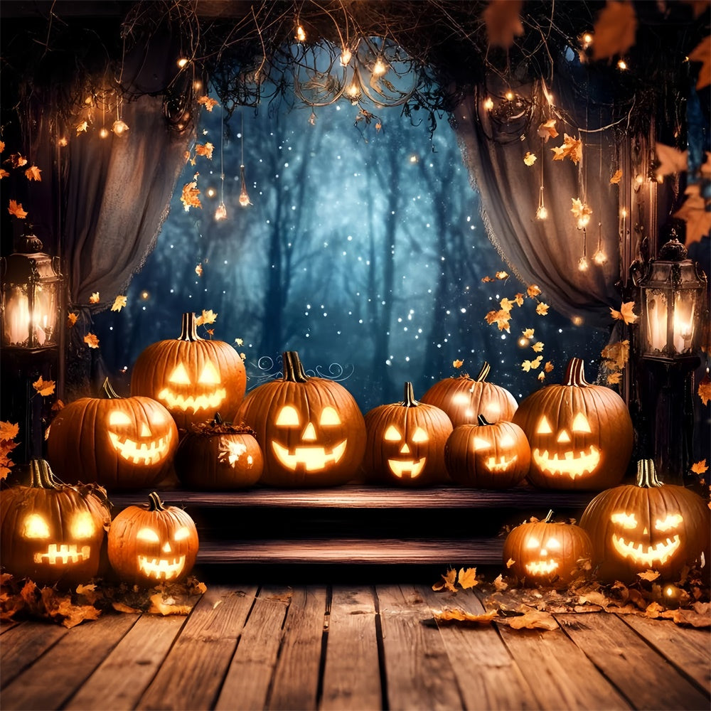 Halloween Picture Backdrop Twinkling Pumpkin Curtain Backdrop GQ6-184