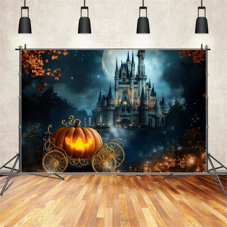 Halloween Backdrop For Photos Pumpkin Carriage Castle Backdrop GQ6-185