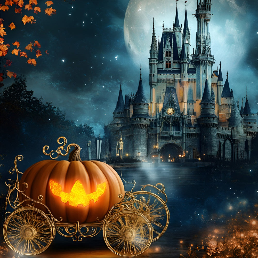 Halloween Backdrop For Photos Pumpkin Carriage Castle Backdrop GQ6-185