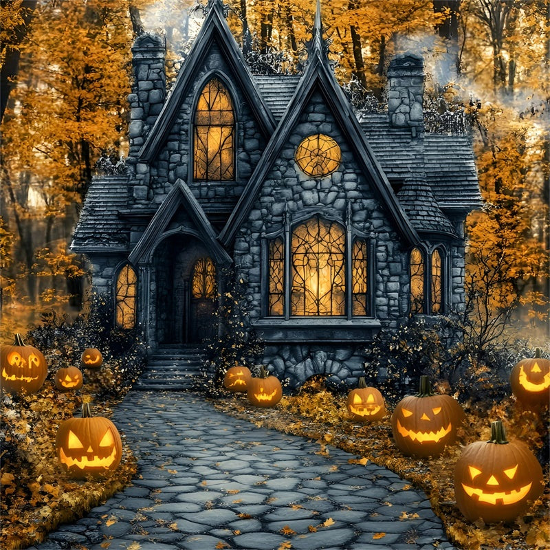 Photography Halloween Backdrop Spooky Pathway Pumpkin Backdrop GQ6-187