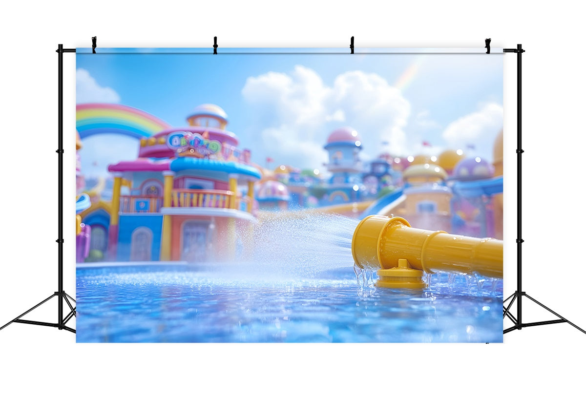 Summer Photo Backdrop Rainbow Splash Water Park Backdrop GQ6-19