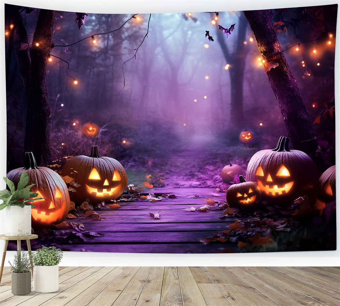 Halloween Backdrop Twilight Pumpkin Spooky Forest Backdrop GQ6-201