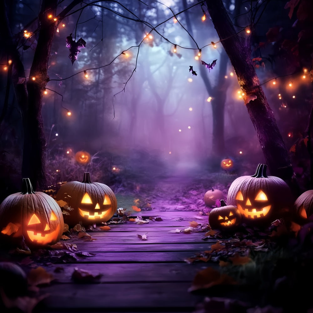 Halloween Backdrop Twilight Pumpkin Spooky Forest Backdrop GQ6-201