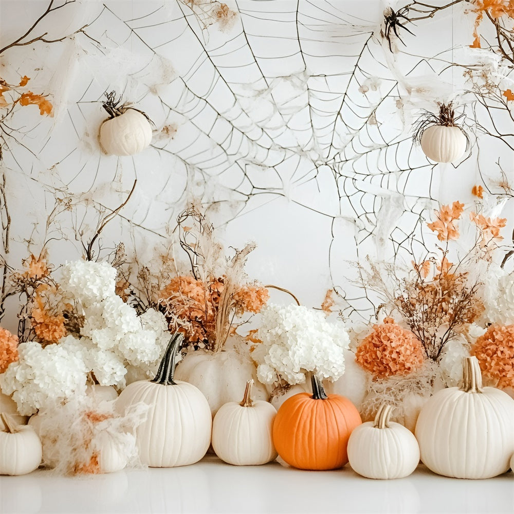 Halloween Wall Backdrop Elegant White Pumpkin Fall Backdrop GQ6-207