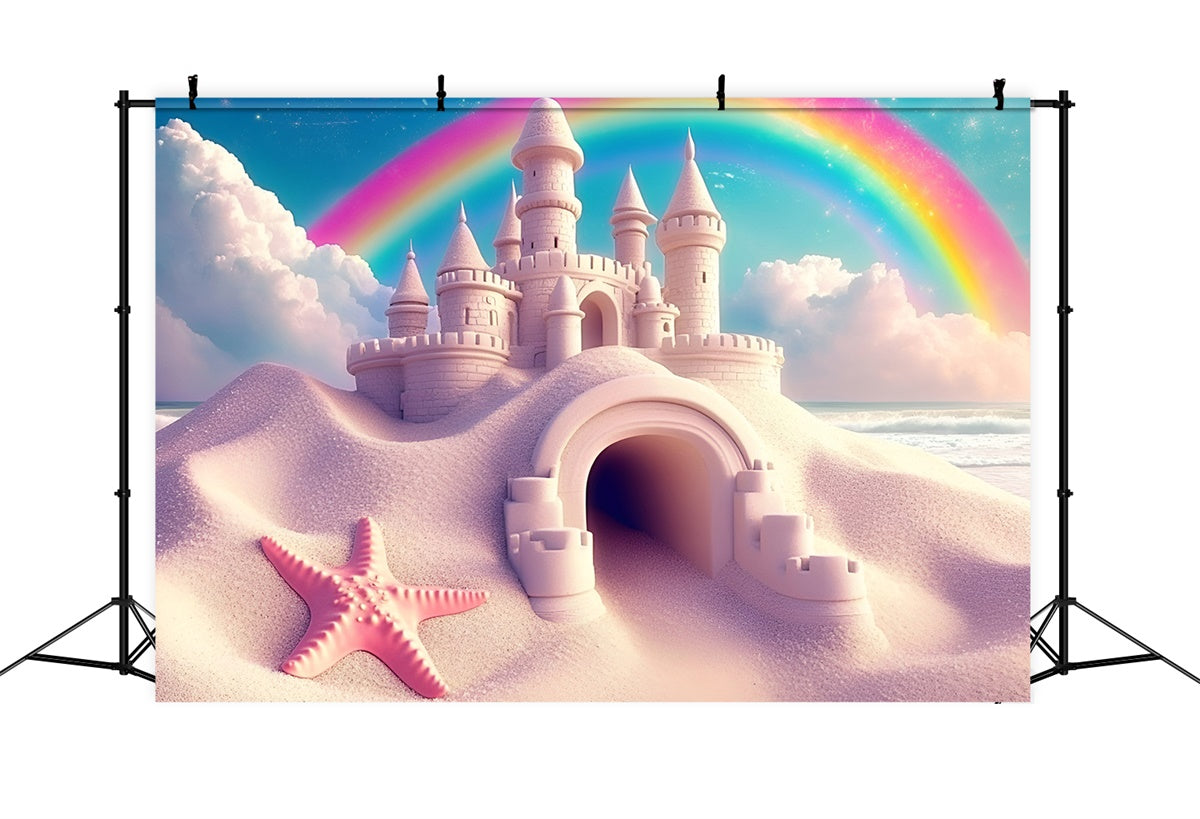 Rainbow Photo Backdrop Dreamy Beach Fortress Summer Backdrop GQ6-21