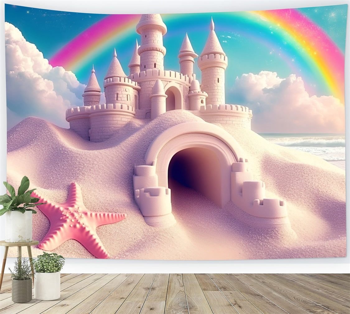 Rainbow Photo Backdrop Dreamy Beach Fortress Summer Backdrop GQ6-21