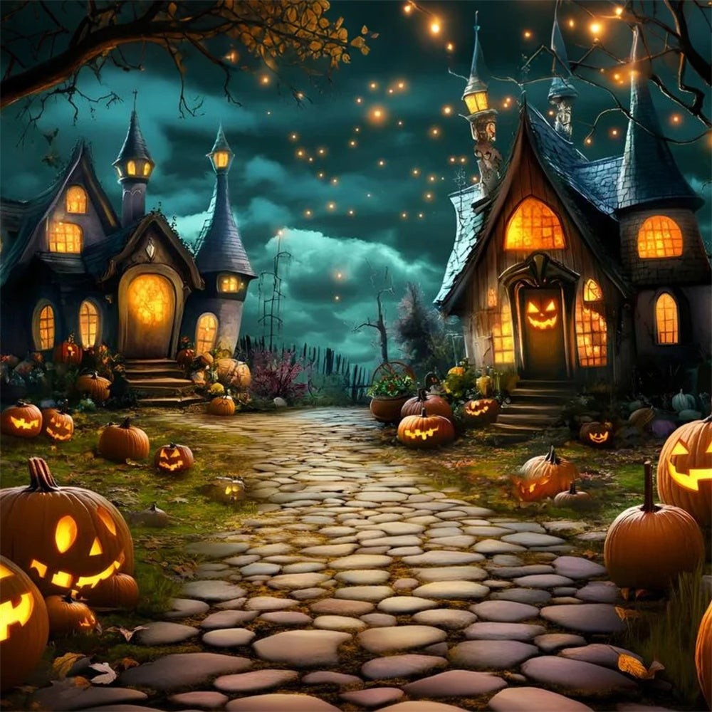 Halloween Photography Backdrop Spooky Village Glow Backdrop GQ6-213