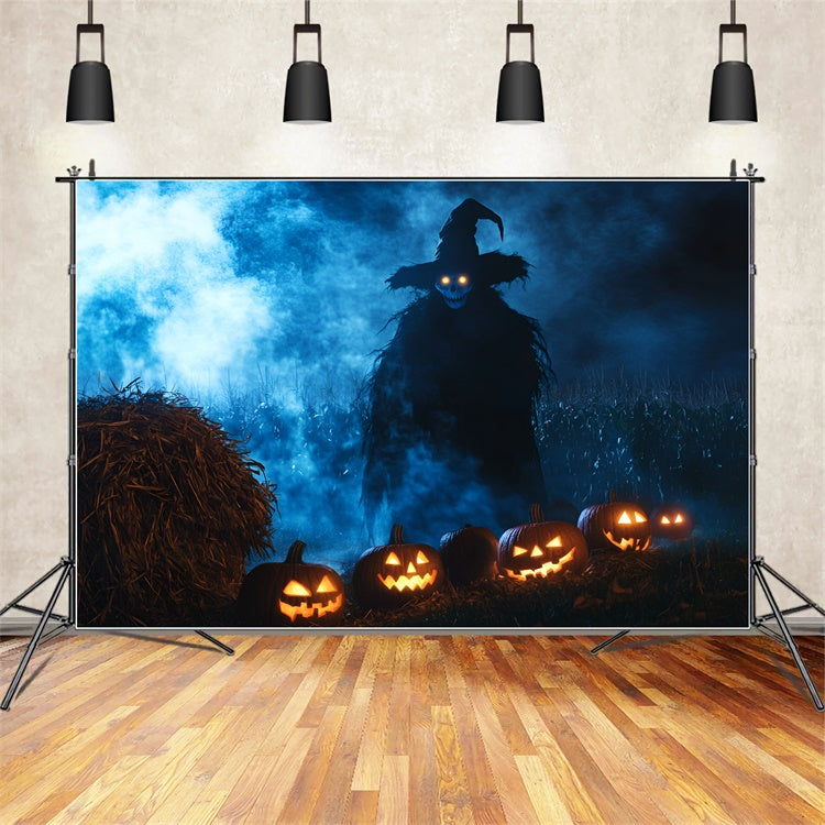 Halloween Backdrops Evil Scarecrow Pumpkin Patch Backdrop GQ6-215