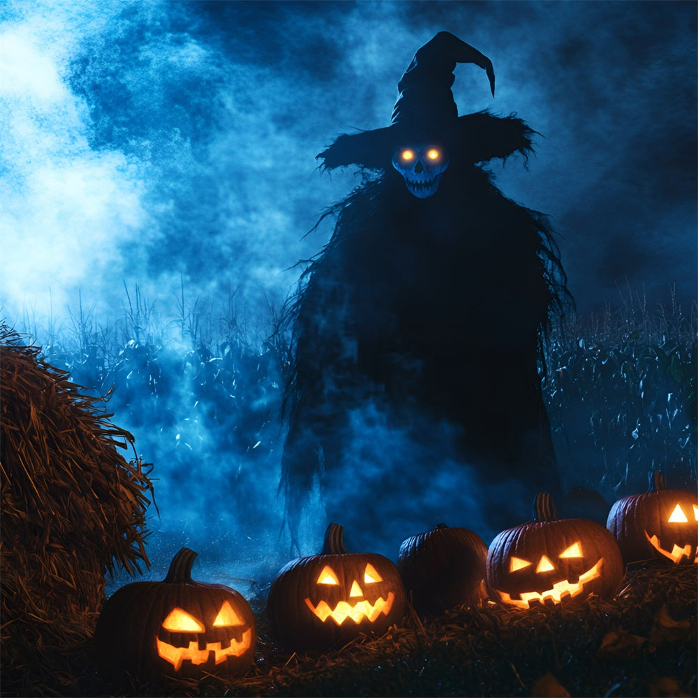 Halloween Backdrops Evil Scarecrow Pumpkin Patch Backdrop GQ6-215