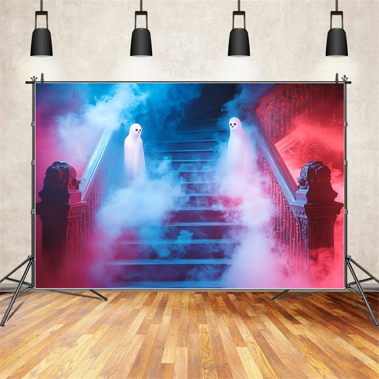 Spooky Halloween Backdrop Haunted Staircase Specter Backdrop GQ6-220