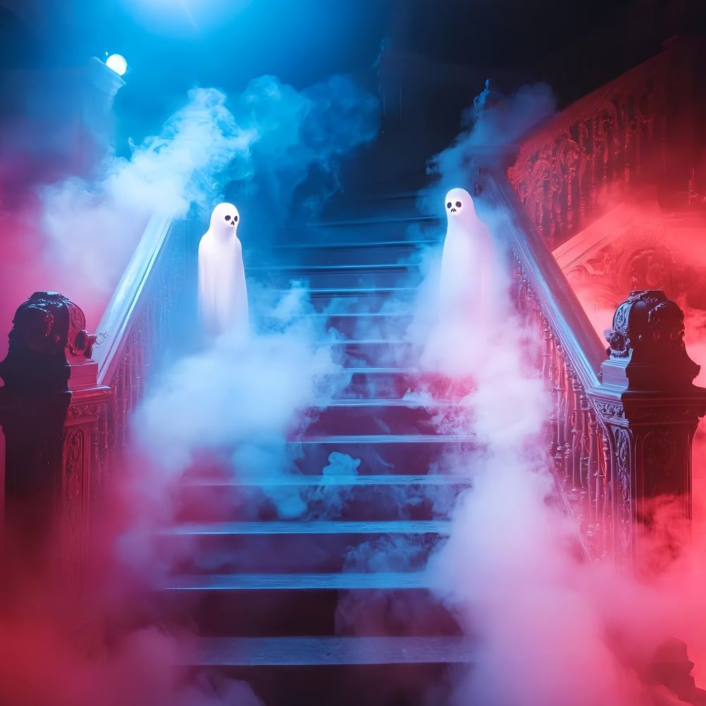 Spooky Halloween Backdrop Haunted Staircase Specter Backdrop GQ6-220