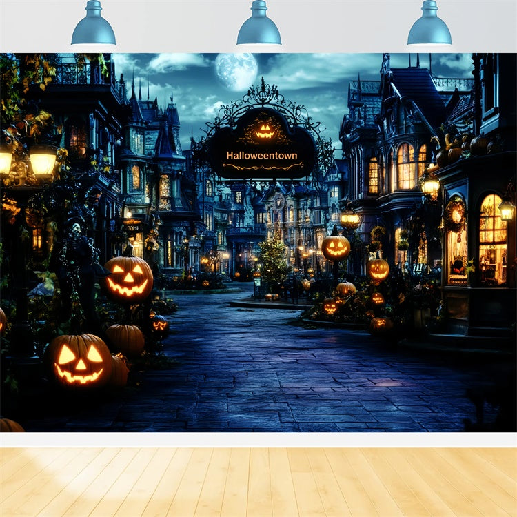 Halloween Backdrop Ideas Haunted Village Lantern Backdrop GQ6-222