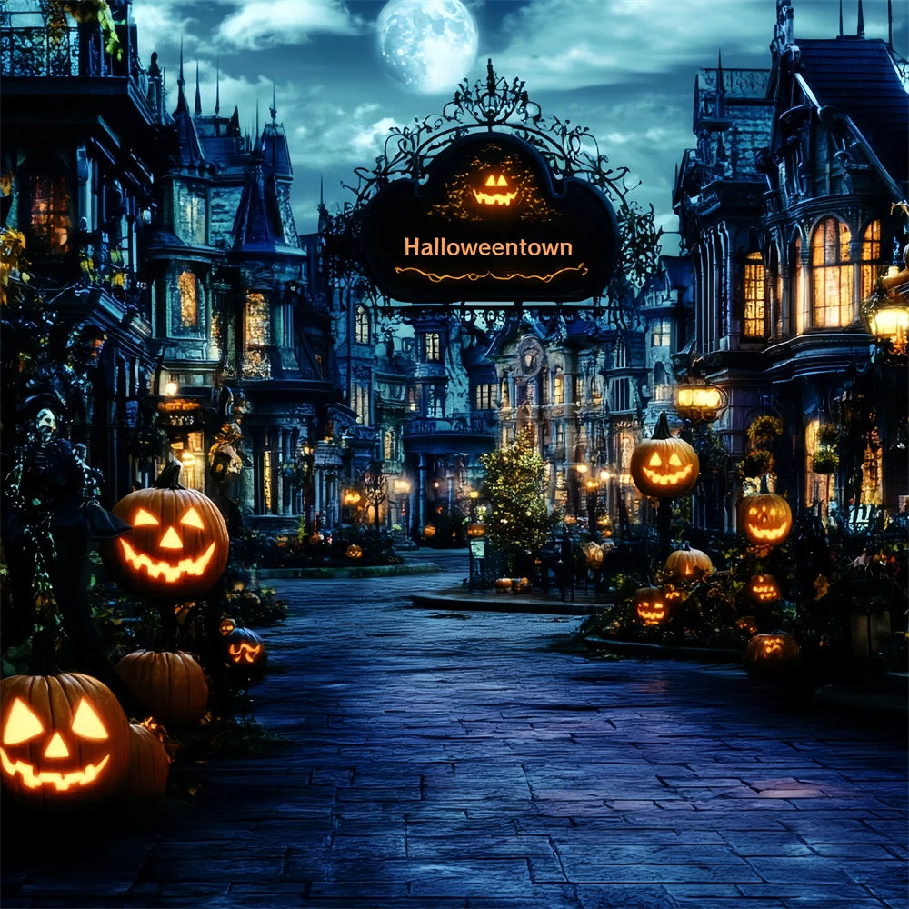 Halloween Backdrop Ideas Haunted Village Lantern Backdrop GQ6-222