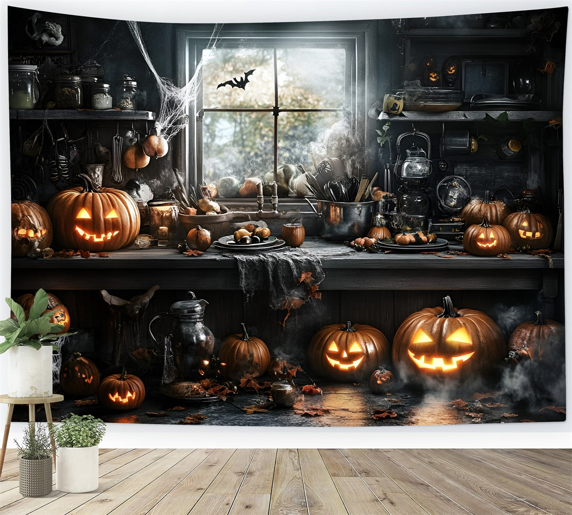 Halloween Picture Backdrop Wicked Kitchen Pumpkin Backdrop GQ6-225