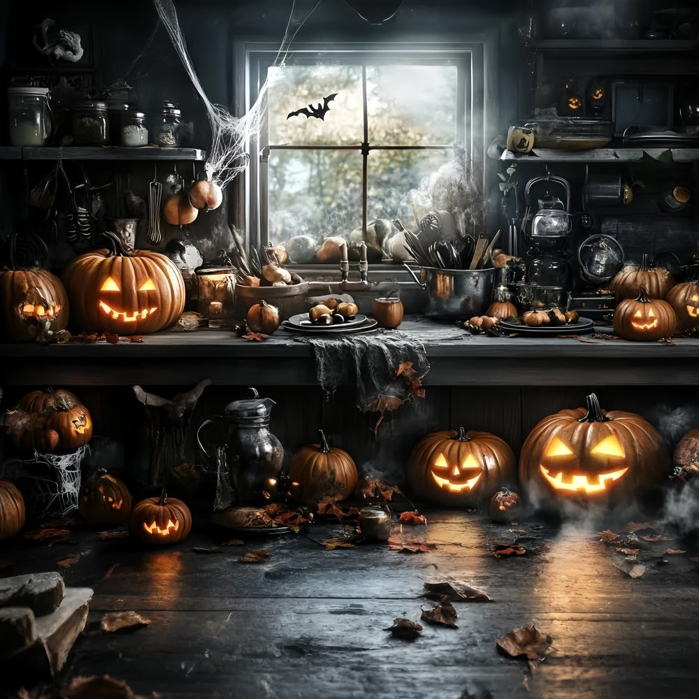 Halloween Picture Backdrop Wicked Kitchen Pumpkin Backdrop GQ6-225