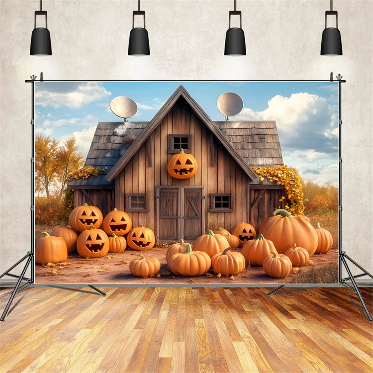 Halloween Photo Backdrop Country Pumpkin Farmhouse Backdrop GQ6-226