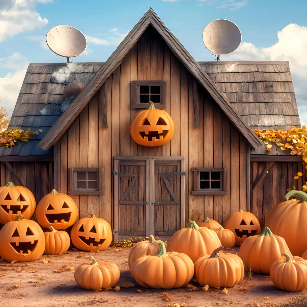 Halloween Photo Backdrop Country Pumpkin Farmhouse Backdrop GQ6-226
