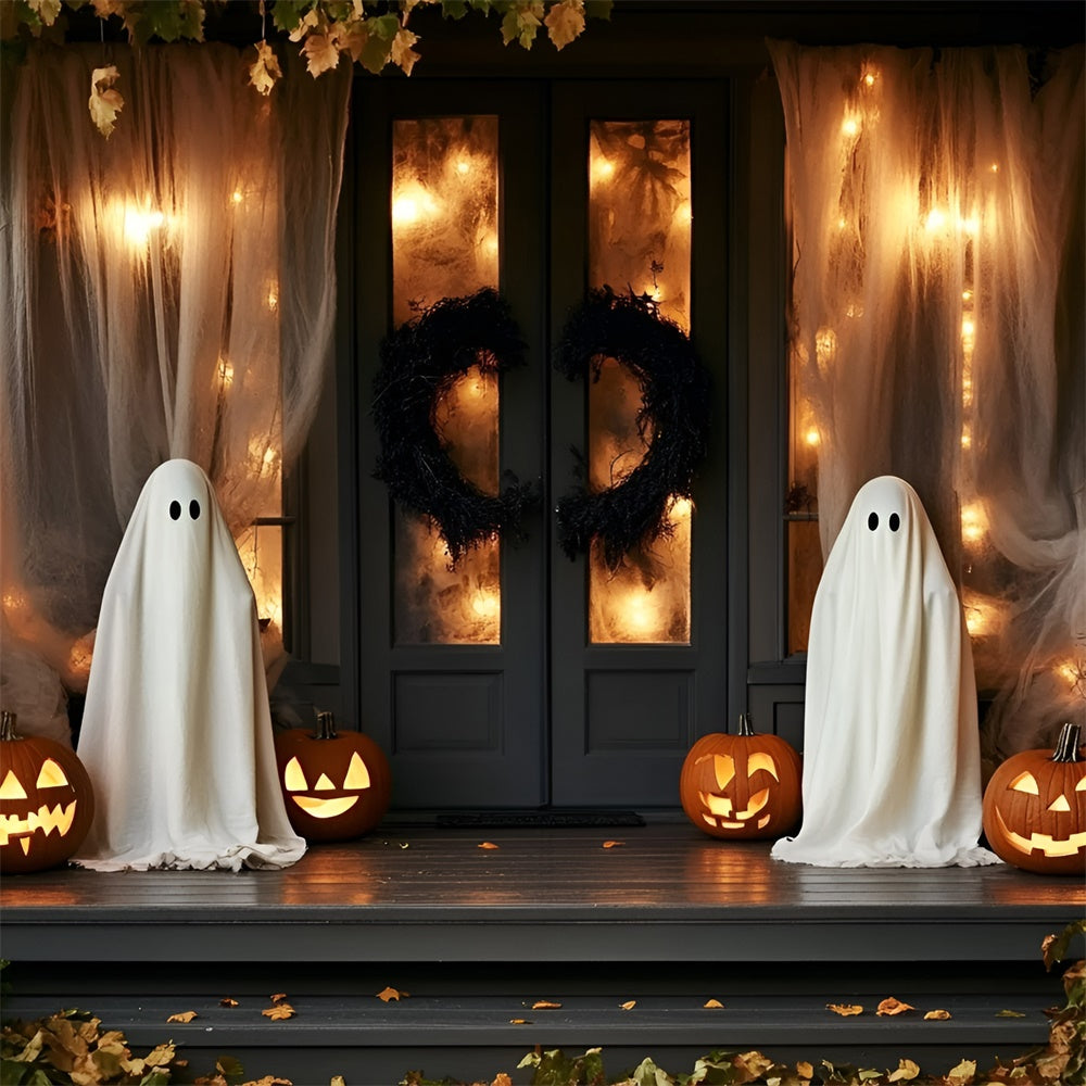 Spooky Halloween Backdrop Ghostly Porch Lantern Backdrop GQ6-230