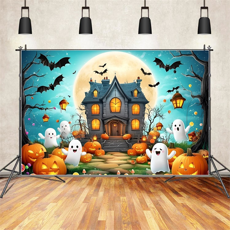 Cute Halloween Backdrop Haunted House Pumpkin Party Backdrop GQ6-231