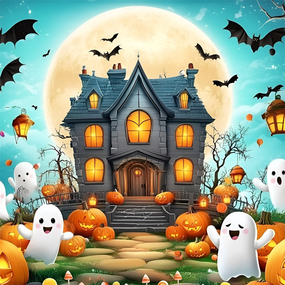 Cute Halloween Backdrop Haunted House Pumpkin Party Backdrop GQ6-231