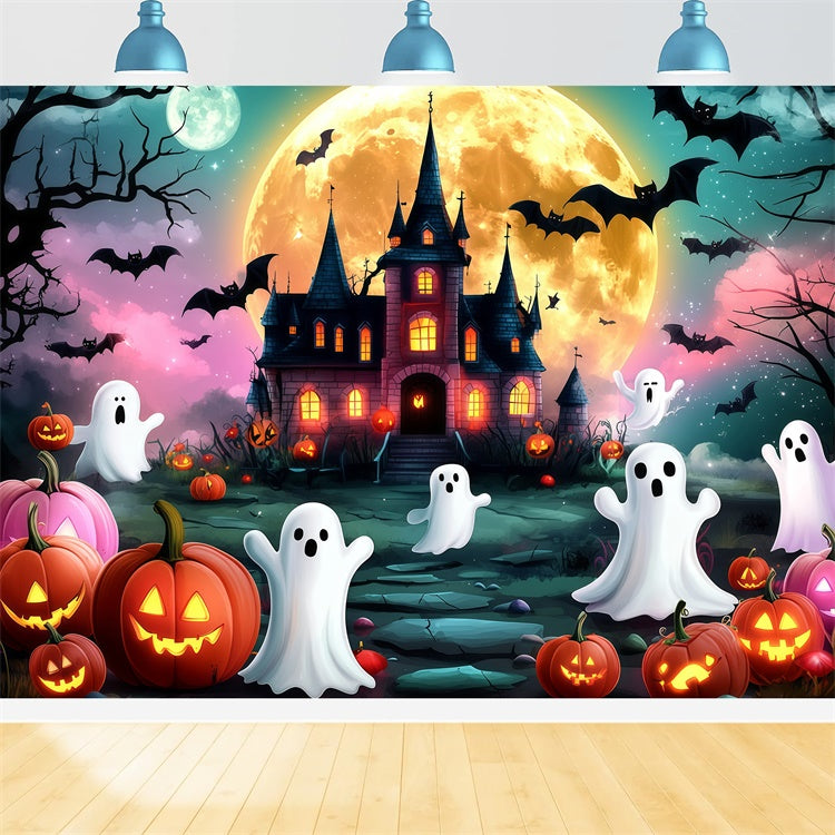 Halloween Moon Backdrop Ghost Parade Haunted Castle Backdrop GQ6-233