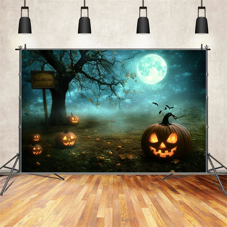Halloween Photo Backdrops Moonlit Pumpkin Grove Backdrop GQ6-237
