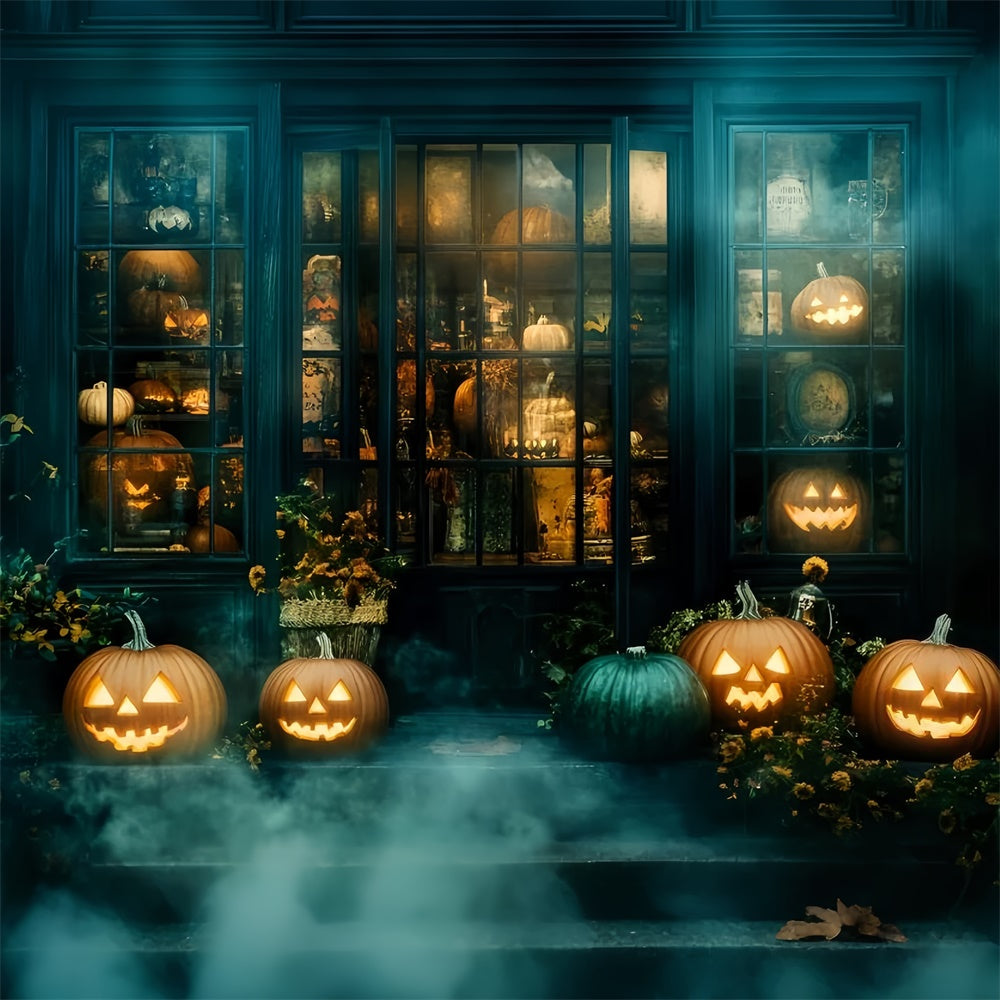 Halloween Backdrop Ideas Ghostly Foggy Store Scene Backdrop GQ6-238