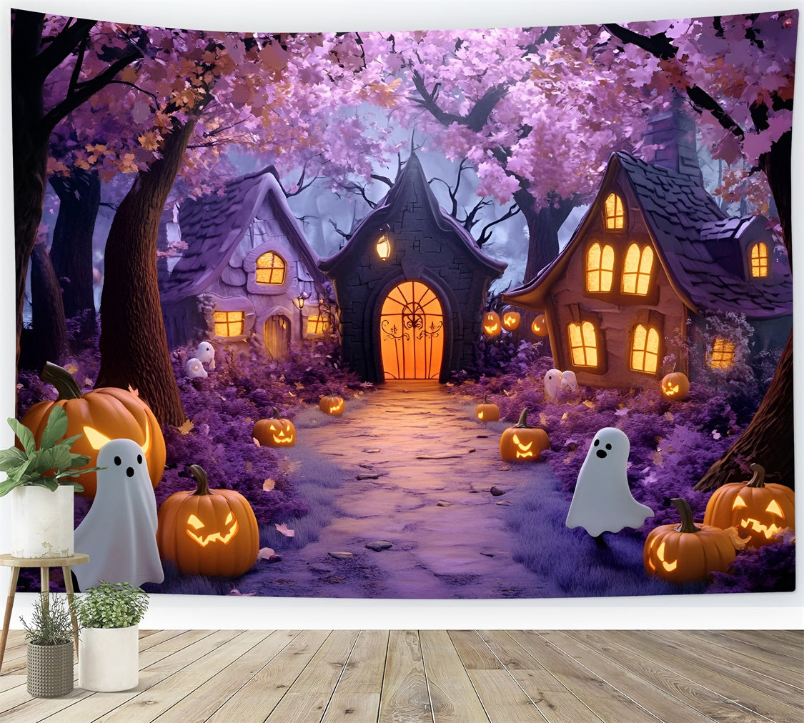 Forest Backdrops Enchanted Ghost Village Halloween Backdrop GQ6-241